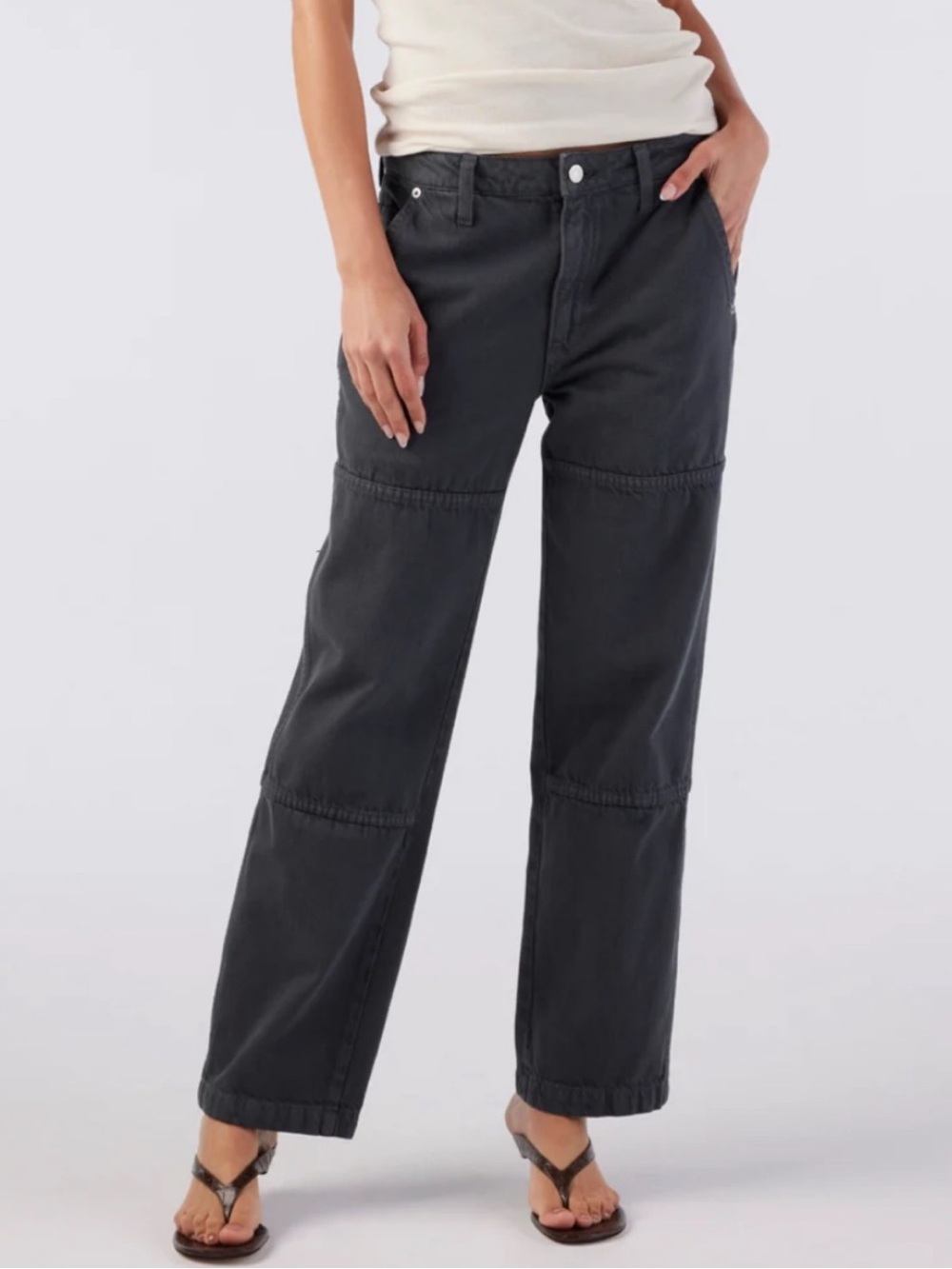 AMO Billie Field Pant 100% Cotton Utility Pant in Pewter FLAW Size 26